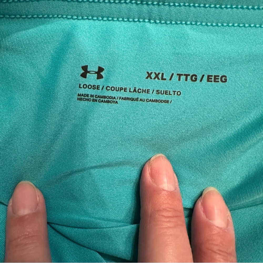 Under Armour Play Up 2-in-1 Women’s Athletic Training Shorts XXL Neptune Green - Picture 3 of 9
